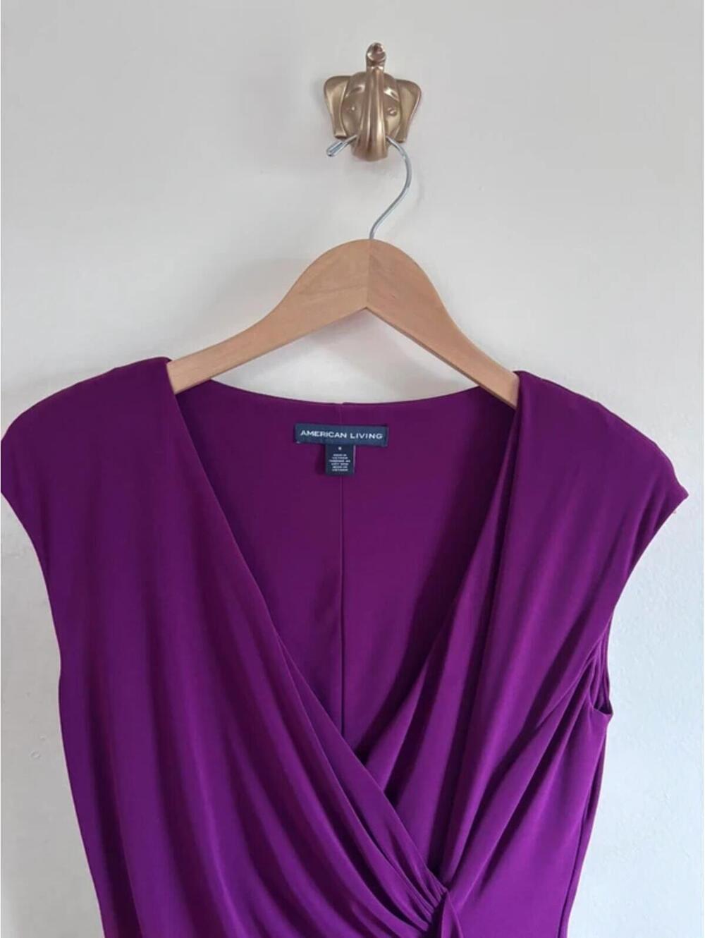 American Living Stretchy Gathered Dress In Purple size 8 - Picture 4 of 4